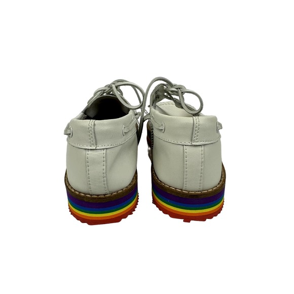 Sperry Top Sider Rainbow Boat Shoes Womens 8.5 White Leather Platform STS87613 - Picture 4 of 6